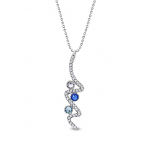 Spark ZIG ZAG Necklace Crystal, Capri Blue, Aquamarine - 1542