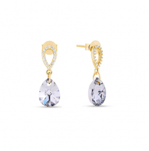 Spark Pear Drop Gilded Earrings Crystal - 1561
