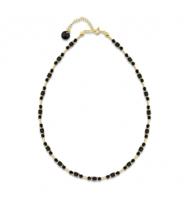 Spark FERN Gilded Necklace Jet, Hematite - 1577
