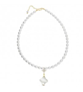 Spark TRIFOGLIO gilded Necklace Mather of Pearl - white, white freshwater pearls - 3230230