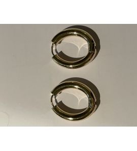 Goud klapcreolen ovaal facet 25x19 mm - 3230246
