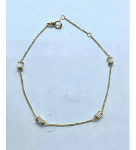 Goud armband cz tonnetjes baguette gourmet 19 cm - 3230258