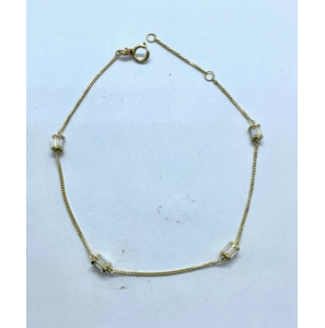 Goud armband cz tonnetjes baguette gourmet 19 cm - 3230258