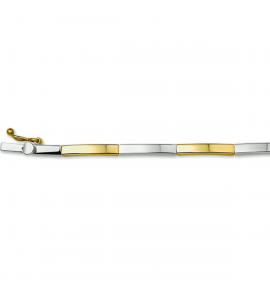 Goud bicolour armband staafjes3 mm 19.5 cm - 3230274