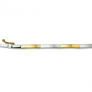 Goud bicolour armband staafjes3 mm 19.5 cm - 3230274