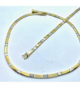 Goud bicolour choker staafjes 4 mm 19.5 cm - 3230276