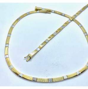 Goud bicolour choker staafjes 4 mm 19.5 cm - 3230276