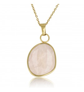 My Bendel ketting i.c.m. grote  rose quarts hanger 42+5 cm - 3230304