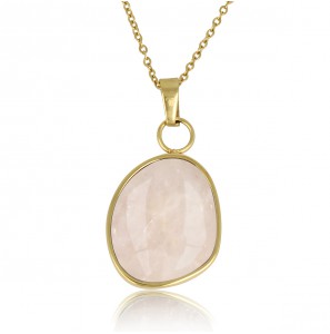 My Bendel ketting i.c.m. grote  rose quarts hanger 42+5 cm - 3230304