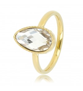 My Bendel ring met getwist randeje en witte steen mt. 18 - 3230318
