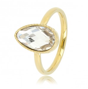 My Bendel ring met getwist randeje en witte steen mt. 18 - 3230318
