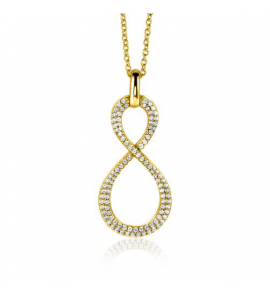 ZINZI gold plated zilveren hanger Infinity bezet met witte zirconia&#39;s ZIH2570Y - 3230407