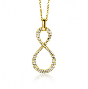 ZINZI gold plated zilveren hanger Infinity bezet met witte zirconia&#39;s ZIH2570Y - 3230407