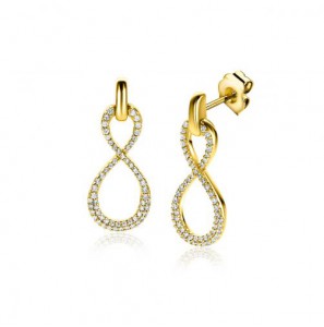 ZINZI gold plated zilveren oorsieraden infinity bezet met witte zirconia&#39;s ZIO2570Y - 3230408