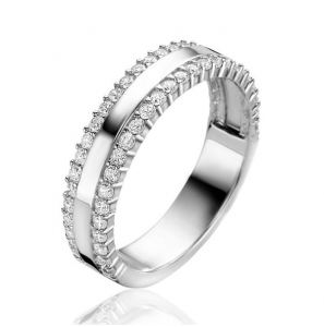 ZINZI zilveren multi-look ring drie banen, buitenste bezet met witte zirconia's ZIR2445 - 3230411
