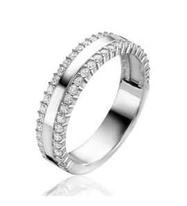 ZINZI zilveren multi-look ring drie banen, buitenste bezet met witte zirconia's ZIR2445 - 3230412