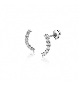 ZINZI zilveren oorknoppen met een sierlijke boog, bezet met zeven witte zirconia's ZIO2426 - 3230414