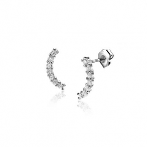 ZINZI zilveren oorknoppen met een sierlijke boog, bezet met zeven witte zirconia's ZIO2426 - 3230414