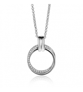 ZINZI zilveren ketting 45cm met ronde hanger 22mm ZIC2266 - 3230418