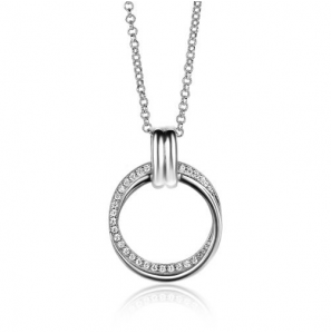 ZINZI zilveren ketting 45cm met ronde hanger 22mm ZIC2266 - 3230418
