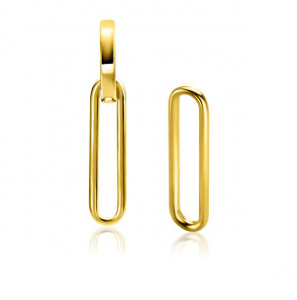 ZINZI gold plated zilveren oorbedels open ovale vorm glad ZICH2416G - 3230422