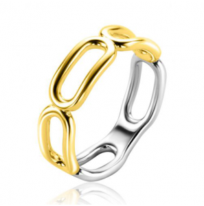 ZINZI gold plated zilveren ring met grote ovale schakels 6mm breed ZIR2567G - 3230423