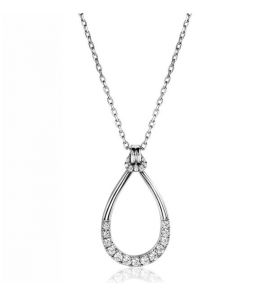 ZINZI zilveren ketting 40-45cm met stijlvolle open druppelvormige hanger 31mm ZIC2555 - 3230446