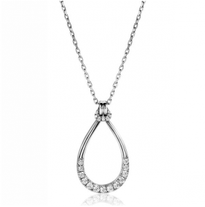 ZINZI zilveren ketting 40-45cm met stijlvolle open druppelvormige hanger 31mm ZIC2555 - 3230446