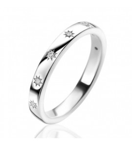 ZINZI zilveren aanschuifring met zeven ster-zettingen, bezet met witte zirconia&#39;s 3mm breed ZIR2491 - 3230450