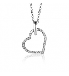 ZINZI zilveren hanger met luxe hart, bezet met witte zirconia's ZIH2447 - 3230457