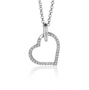 ZINZI zilveren hanger met luxe hart, bezet met witte zirconia's ZIH2447 - 3230457