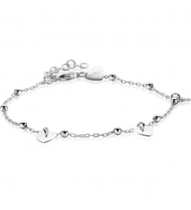 ZINZI zilveren schakelarmband met bolletjes en drie gladde hartjes 17-20cm ZIA2531 - 3230458