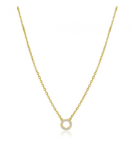 ZINZI gold plated zilveren ketting met open rondje (7,5mm) bezet met witte zirconia&#39;s 40-45cm ZIC2550Y - 3230464