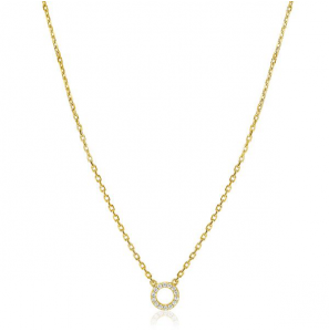 ZINZI gold plated zilveren ketting met open rondje (7,5mm) bezet met witte zirconia&#39;s 40-45cm ZIC2550Y - 3230464