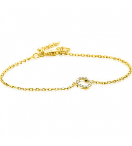 ZINZI gold plated zilveren armband met open rondje (7,5mm) bezet met witte zirconia's 16,5-19,5cm ZIA2550Y - 3230465
