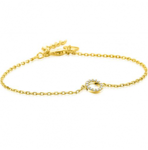 ZINZI gold plated zilveren armband met open rondje (7,5mm) bezet met witte zirconia's 16,5-19,5cm ZIA2550Y - 3230465