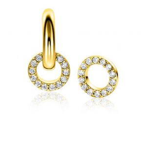ZINZI gold plated zilveren oorbedels in ronde vorm bezet met witte zirconia's ZICH2550Y - 3230466
