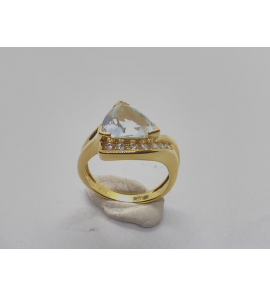 Goud dames ring met 0.20 ct. WE-SI en Blauw topaas - 3230643