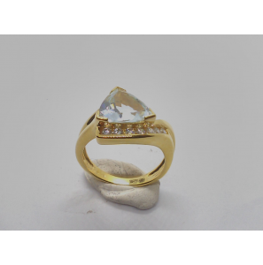 Goud dames ring met 0.20 ct. WE-SI en Blauw topaas - 3230643