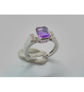 Goud dames ring met 0.04 ct. 8/8 WE-P2 en Amathist - 3230645