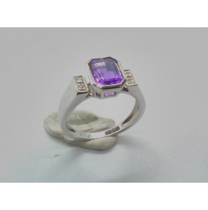 Goud dames ring met 0.04 ct. 8/8 WE-P2 en Amathist - 3230645