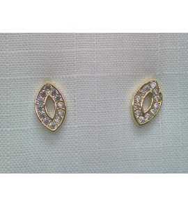 Goud oorknop met zirkonia 4.5x7.5 mm - 3230686