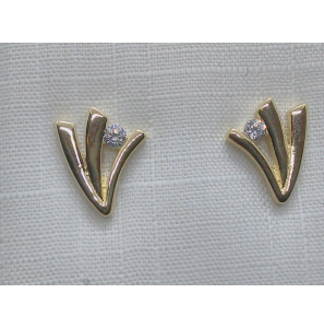 Goud oorknop met zirkonia - 3230688