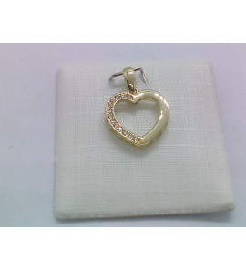 Goud hanger open hart met zirkonia 13 mm - 3230707