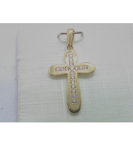 Goud hanger kruisje met zirkonia 18x12 mm - 3230714