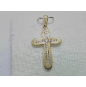 Goud hanger kruisje met zirkonia 18x12 mm - 3230714