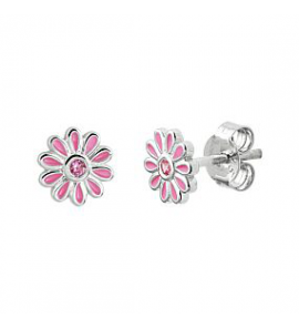 oorknoppen bloem roze zirkonia - 3230764