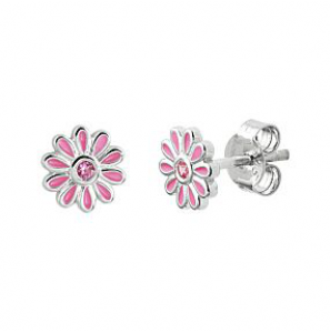 oorknoppen bloem roze zirkonia - 3230764