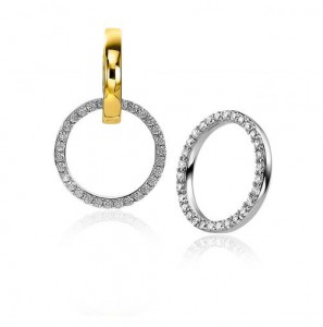 ZINZI zilveren oorbedels 18mm ronde open vorm witte zirconia ZICH2199 - 3230850