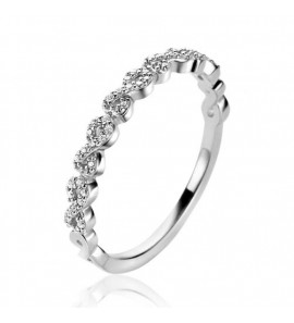ZINZI zilveren aanschuifring met sierlijke Infinity schakels, bezet met witte zirconia&#39;s 2,8mm breed ZIR2500Z - 3230852